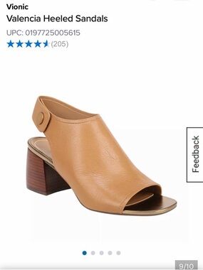 Vionic Tan Open-Toe Slingback Block Heel Sandals